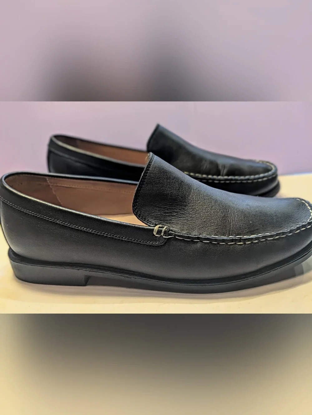 Johnson And Murphy Black Leather Loafers Men's Size 8.5